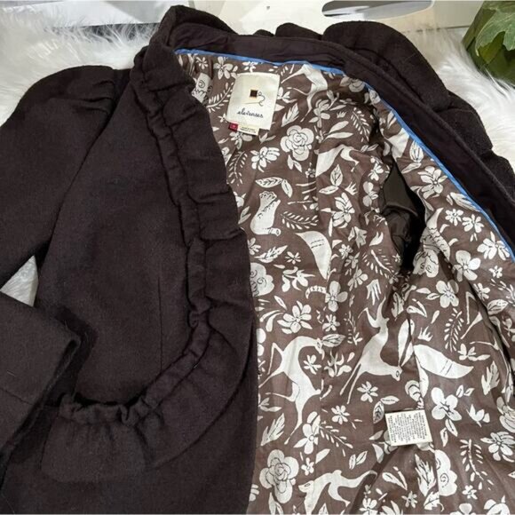 NEW ANTHRO x Elevenses Wool Tailored Ruffle Standing Double Collar Jacket 0 NWOT - Picture 9 of 16